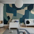 Serene Layers, Blue Mural Wallpaper - room preview 03