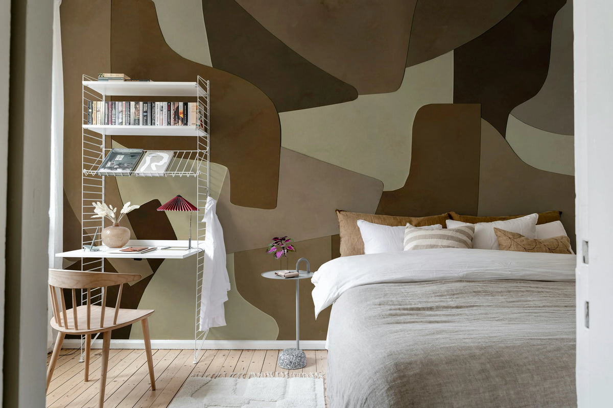Serene Layers, Brown Mural Wallpaper - room preview 03