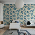 Dancing Wings, Light Blue Mural Wallpaper - room preview 03