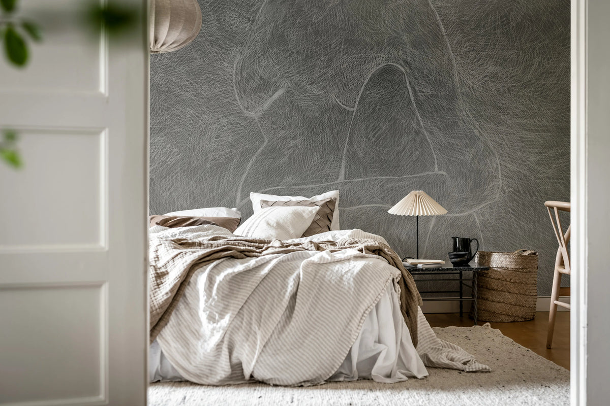 Subtle Figure, Black & White Mural Wallpaper - room preview 03