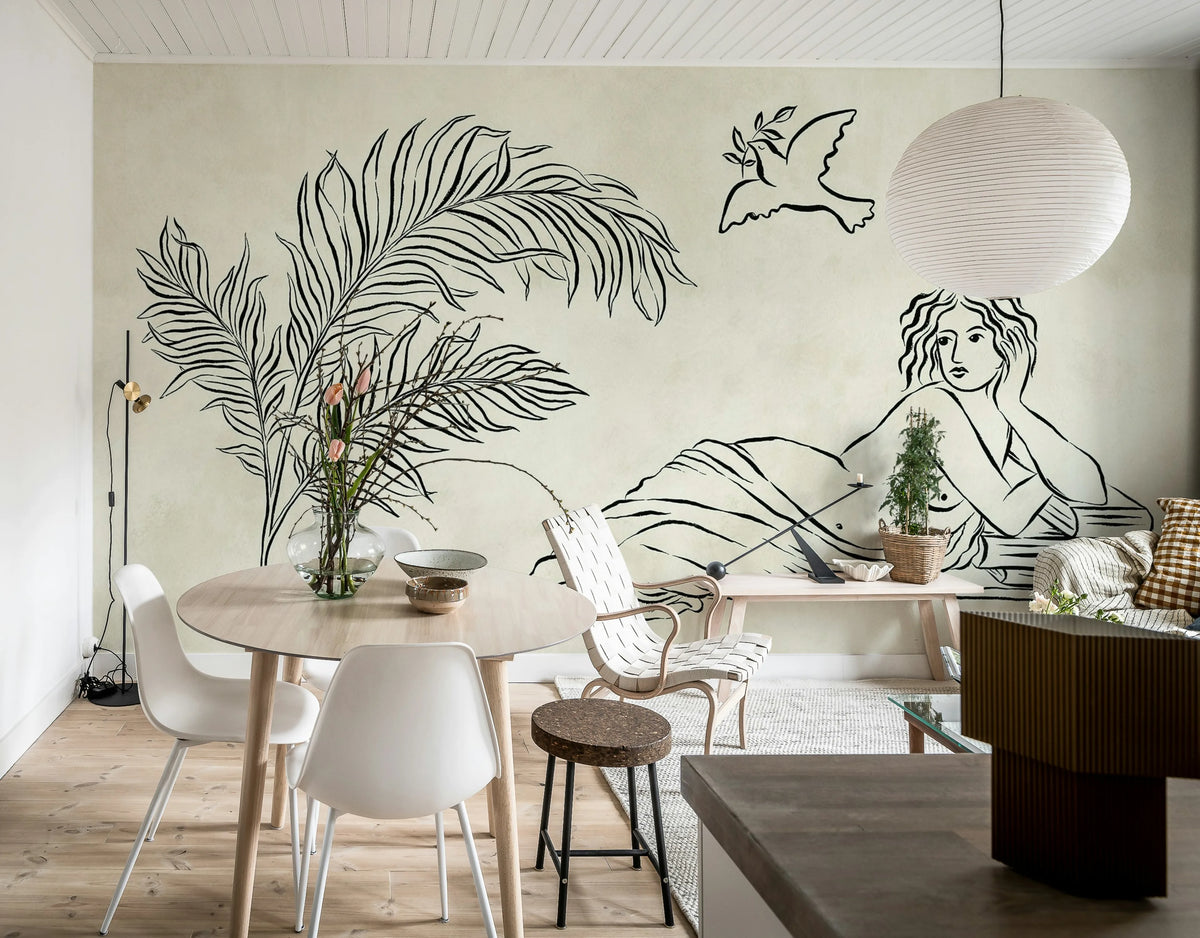 Antiquity, Black & White Mural Wallpaper - room preview 03