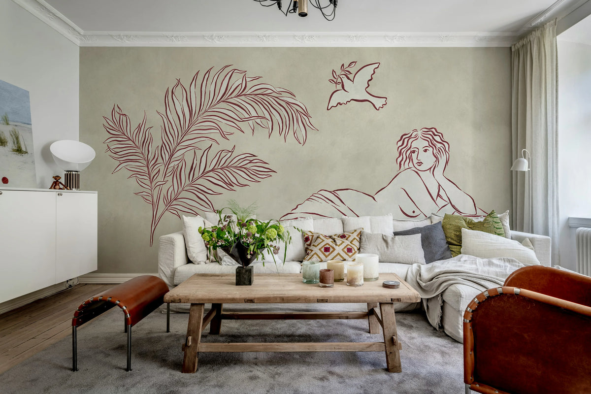 Antiquity, Red Mural Wallpaper - room preview 03