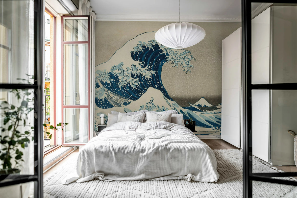 Under the Wave off Kanagawa Repeatable Mural Wallpaper - room preview 03