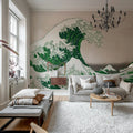 Under the Wave off Kanagawa, Green Mural Wallpaper - room preview 03