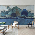 Tahitian Landscape, Blue Mural Wallpaper - room preview 03