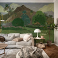 Tahitian Landscape, Green Mural Wallpaper - room preview 03