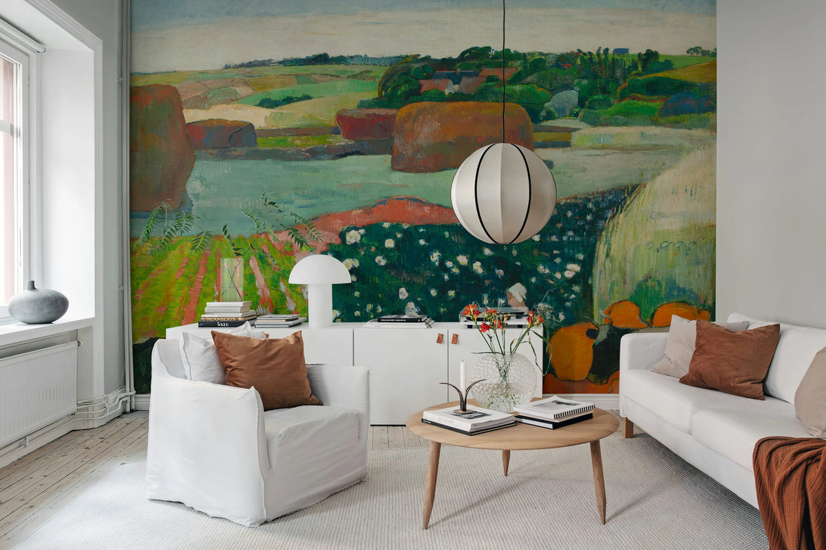 Haystacks in Brittany by Gauguin Mural Wallpaper - room preview 03