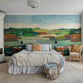 Haystacks in Brittany Repeatable Mural Wallpaper - room preview 03