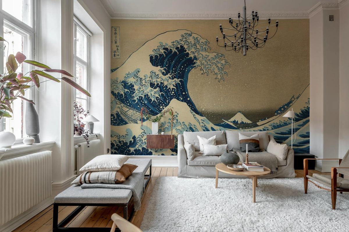 Under the Wave off Kanagawa by Hokusai Mural Wallpaper - room preview 03