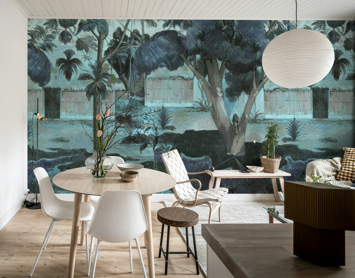 The Large Tree, Blue Mural Wallpaper - room preview 03