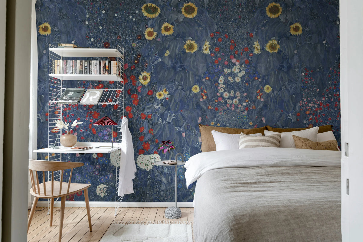 Farm Garden, Blue Mural Wallpaper - room preview 03