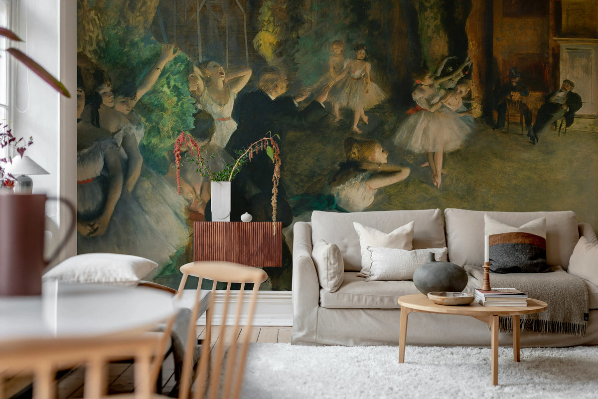 The Rehearsal of the Ballet Onstage by Degas Mural Wallpaper - room preview 03