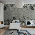 Owl Forest, Gray Mural Wallpaper - room preview 03