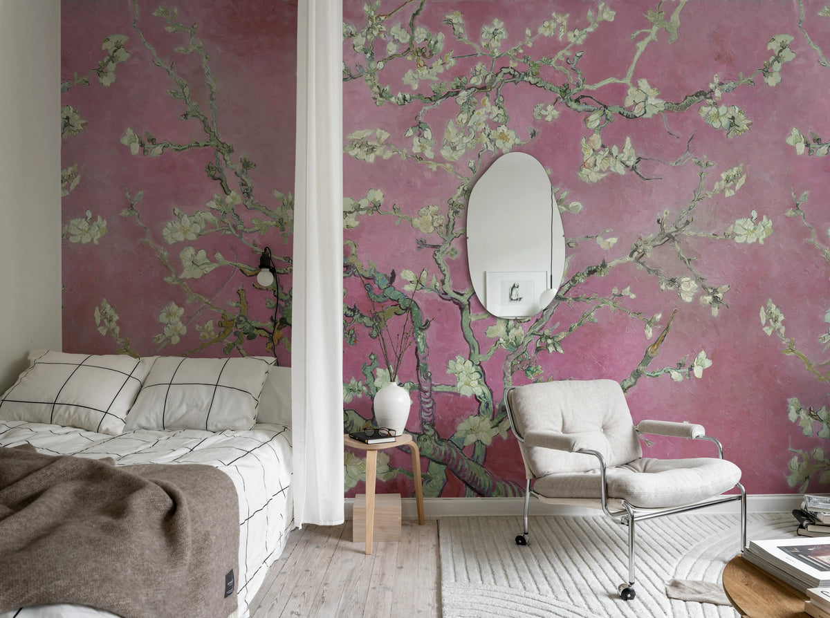 Almond Blossom, Pink Mural Wallpaper - room preview 03