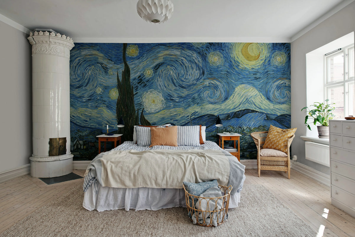 Starry Night by Van Gogh Repeatable Mural Wallpaper - room preview 03