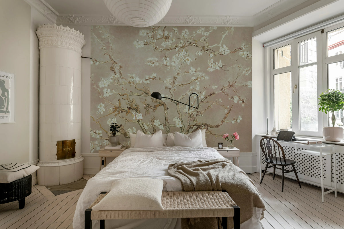 Almond Blossom, Beige Mural Wallpaper - room preview 03