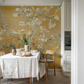 Almond Blossom, Orange Mural Wallpaper - room preview 03