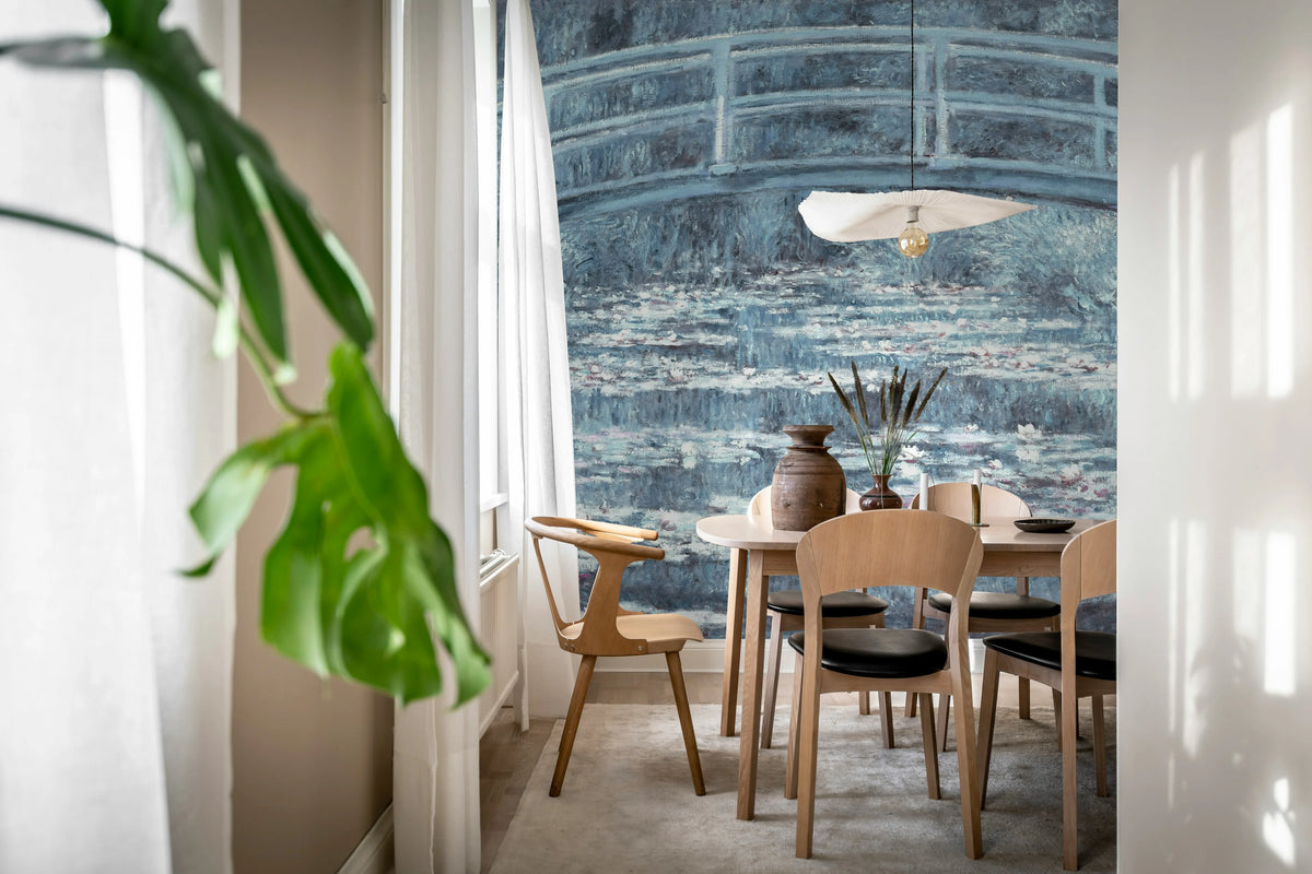 The Japanese Footbridge, Blue Mural Wallpaper - room preview 03