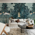 The Equatorial Jungle, Blue Mural Wallpaper - room preview 03