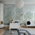 Happy Haven, Light Blue Mural Wallpaper - room preview 03