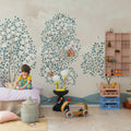 Happy Haven, Turquoise Mural Wallpaper - room preview 03