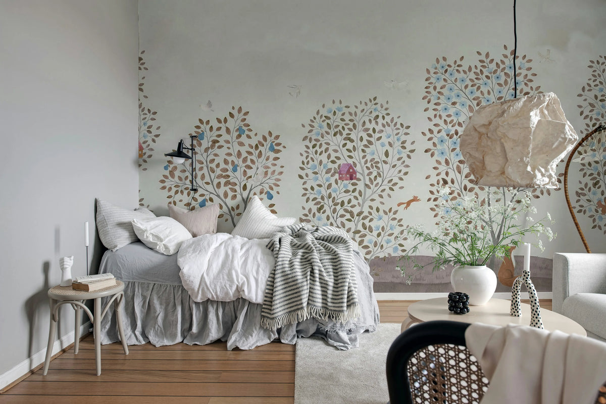 Happy Haven, Beige Mural Wallpaper - room preview 03