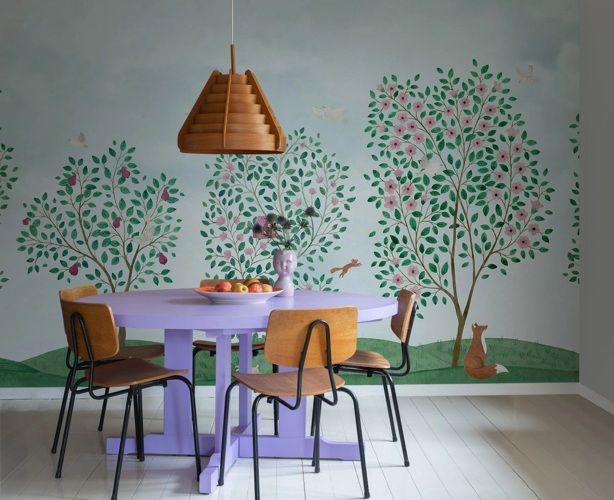 Happy Haven, Green Mural Wallpaper - room preview 03