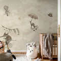 In the Clouds, Beige Mural Wallpaper - room preview 03