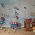 In the Clouds, Pink Mural Wallpaper - room preview 03