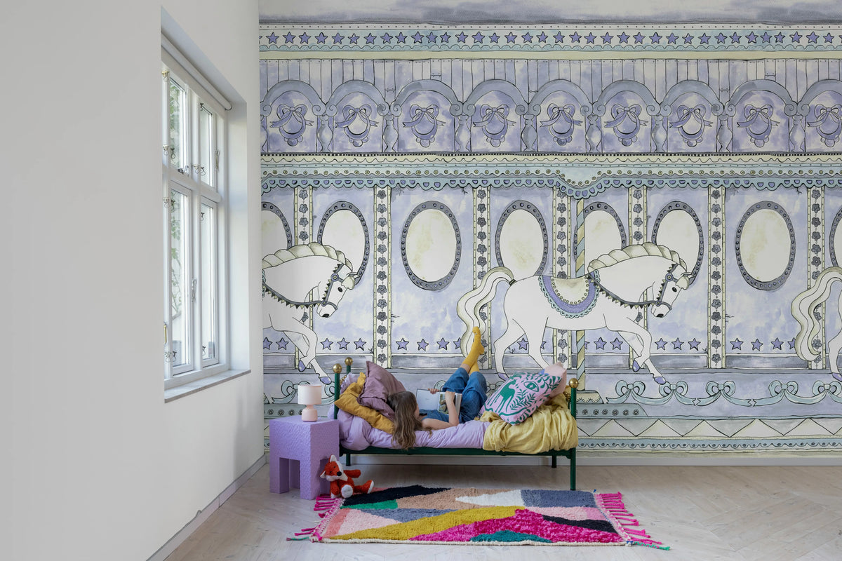 Merry go Around, Lilac Mural Wallpaper - room preview 03