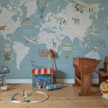 Playful World, Light Blue Mural Wallpaper - room preview 03