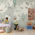 Playful World, Light Gray Mural Wallpaper - room preview 03