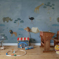 Animal Safari, Blue Mural Wallpaper - room preview 03