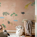 Animal Safari, Pink Mural Wallpaper - room preview 03