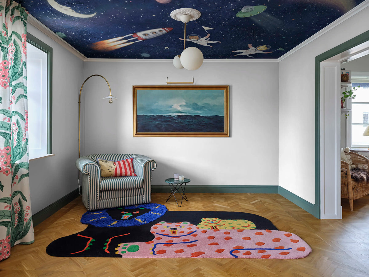 Space Cats, Dark Blue Mural Wallpaper - room preview 03