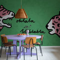 Cat Talk, Green Mural Wallpaper - room preview 03