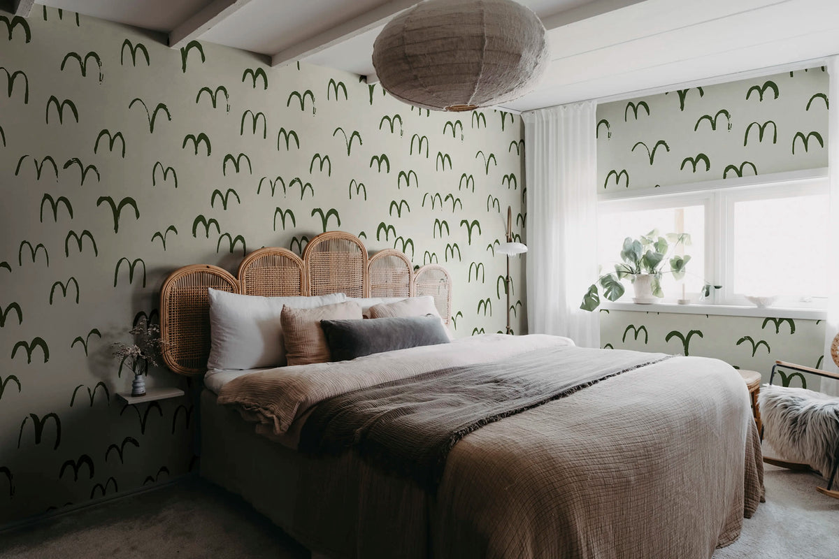 Bird, Green Mural Wallpaper - room preview 03