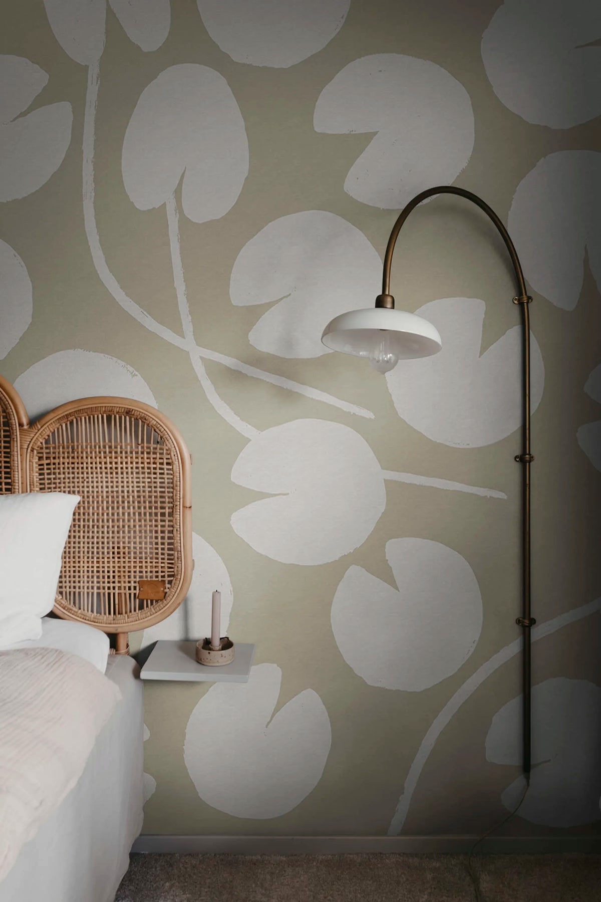 Water Lilies, Beige Mural Wallpaper - room preview 03