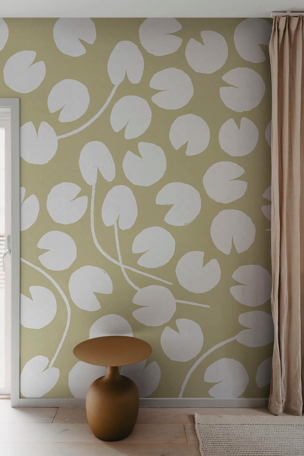 Water Lilies, Yellow Mural Wallpaper - room preview 03