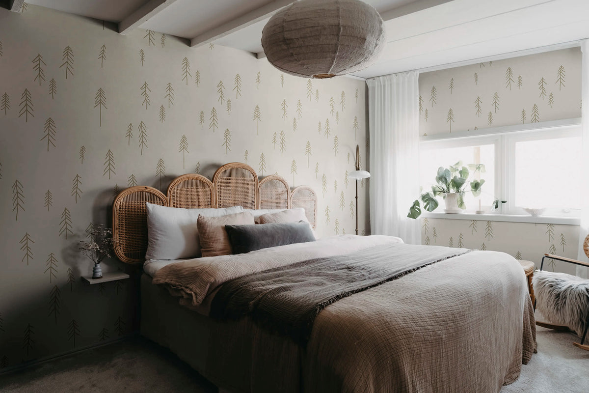 Tall, Beige Mural Wallpaper - room preview 03