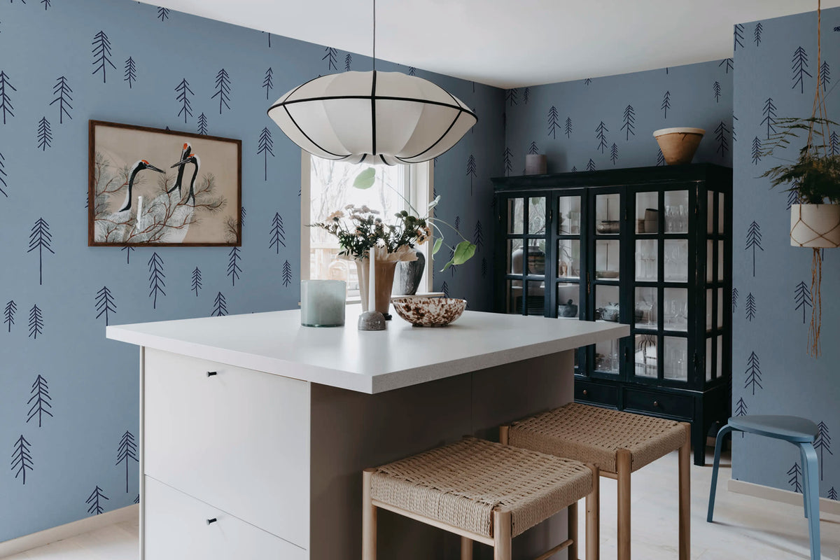 Tall, Blue Mural Wallpaper - room preview 03