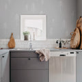 Tall, Gray Mural Wallpaper - room preview 03