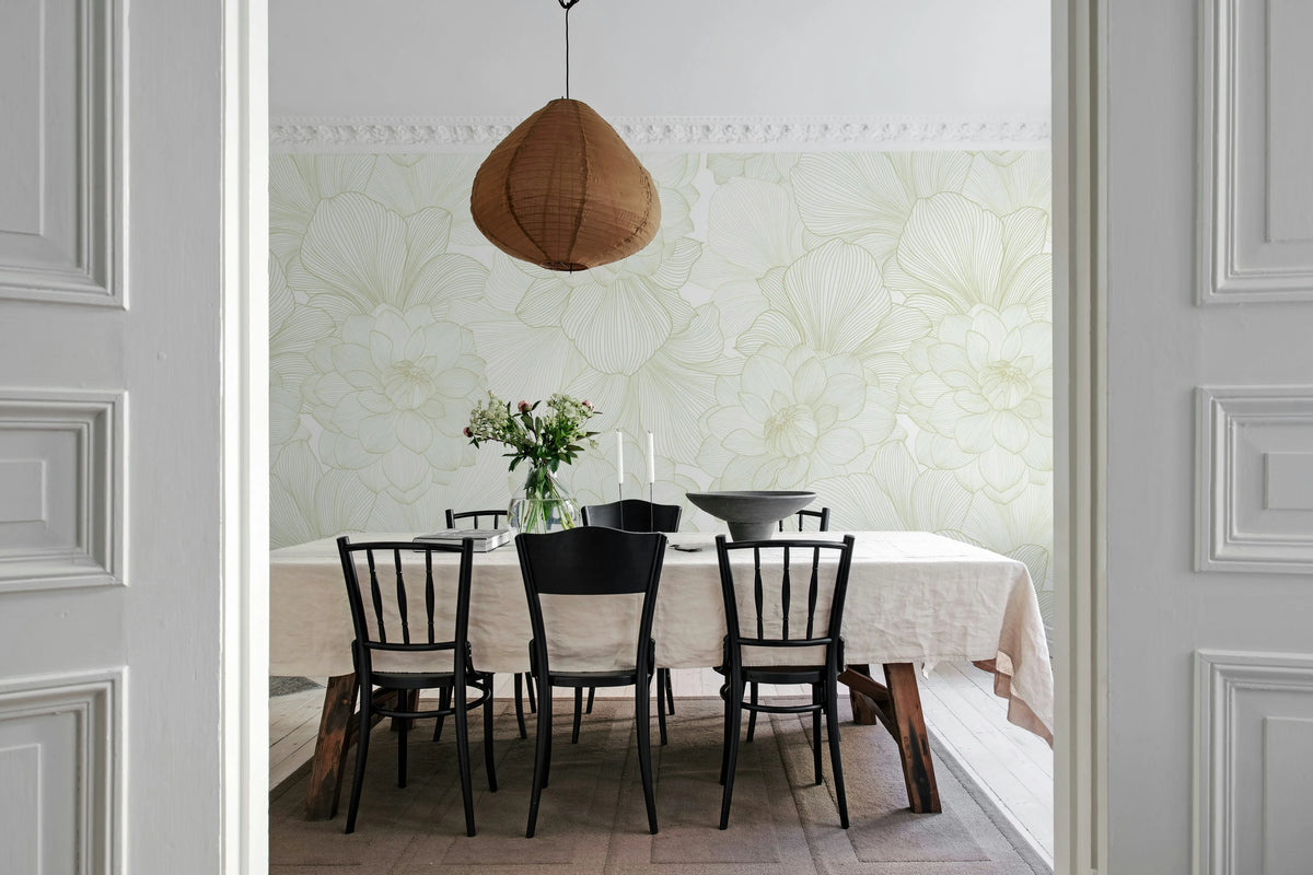 Bold Dahlia, Beige Mural Wallpaper - room preview 03