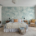 Bold Dahlia, Blue Mural Wallpaper - room preview 03
