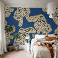 Quirky Tigers, Blue Mural Wallpaper - room preview 03