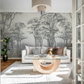 Graphic Trees, Black & White Mural Wallpaper - room preview 03