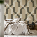 70s Retro, Beige Mural Wallpaper - room preview 03