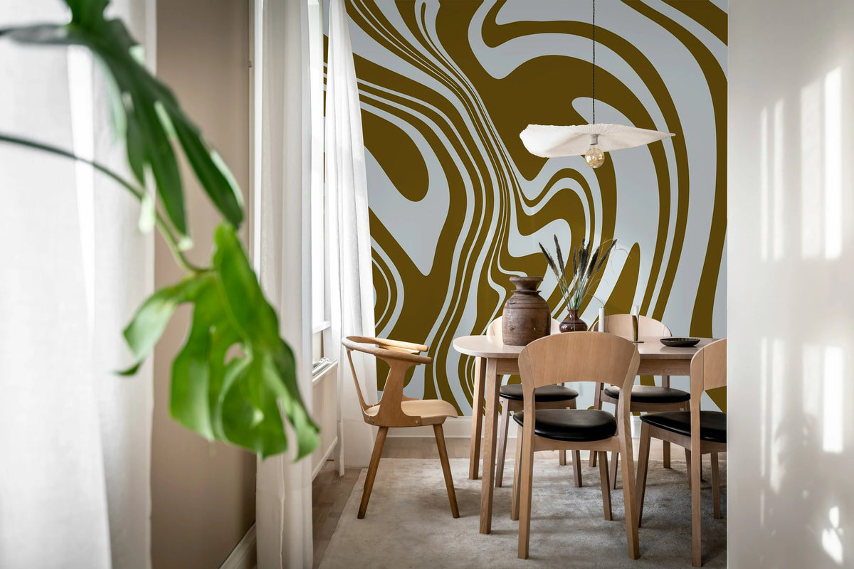 Swirly, Brown Mural Wallpaper - room preview 03