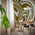 Swirly, Brown Mural Wallpaper - room preview 03