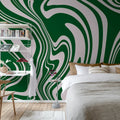 Swirly, Green Mural Wallpaper - room preview 03